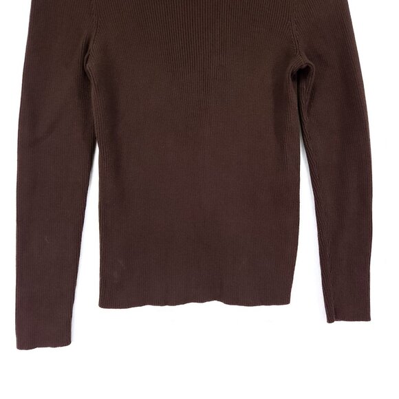 Lauren Ralph Lauren Women's Ribbed Turtleneck Size Large Embroidered Logo Brown - Picture 4 of 9